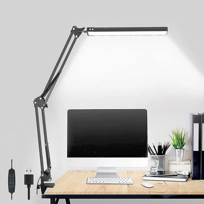 Lampe de bureau BLED ajustable à pince Limalia: design moderne, 3 modes d'éclairage pour un confort optimal.
