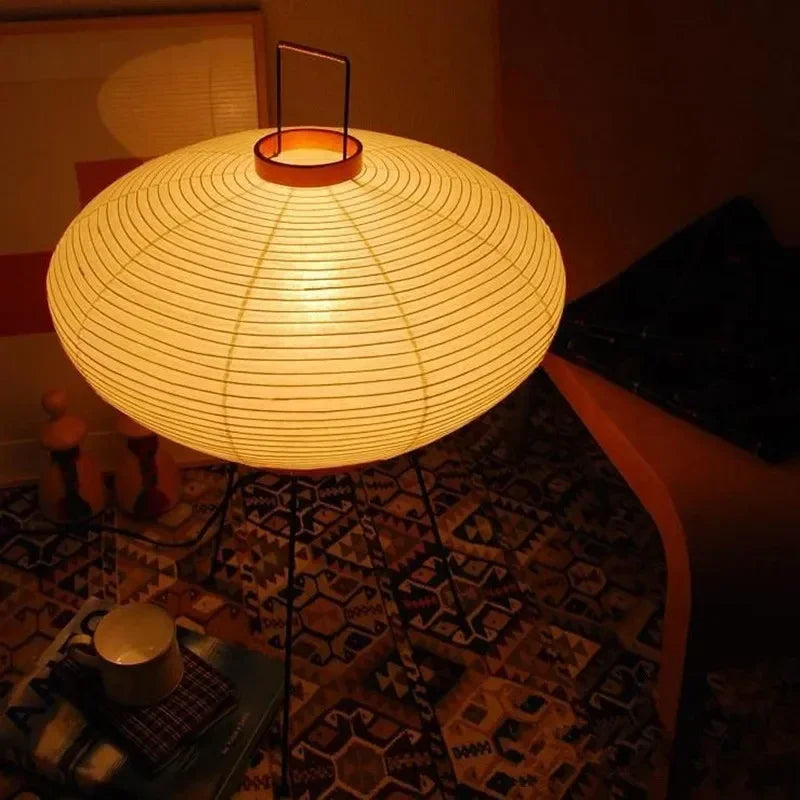Lampadaire Limalia Akari Noguchi en papier de riz japonais - Vintage pour salon et chambre.