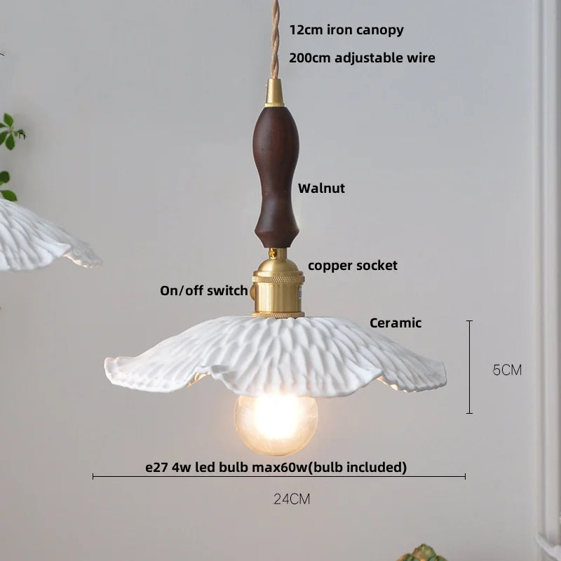 Limalia Lampe LED Suspendue en Céramique Blanche - Décoration Nordique Moderne
