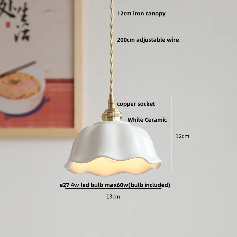 Limalia Lampe LED Suspendue en Céramique Blanche - Décoration Nordique Moderne
