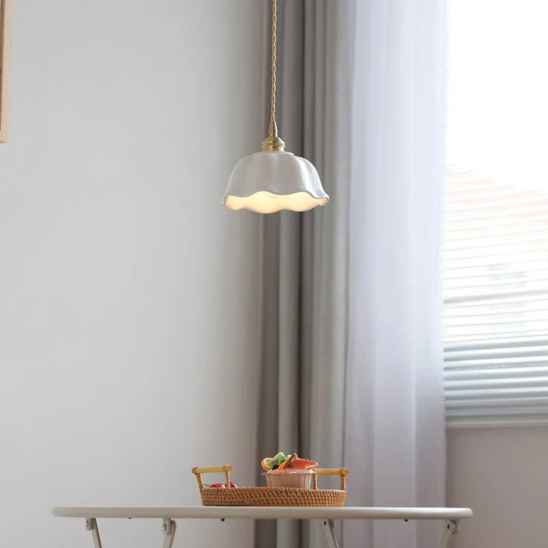 Limalia Lampe LED Suspendue en Céramique Blanche - Décoration Nordique Moderne