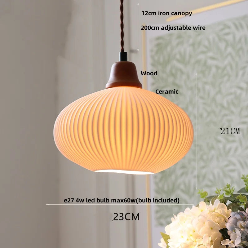 Limalia Lampe LED Suspendue en Céramique Blanche - Décoration Nordique Moderne