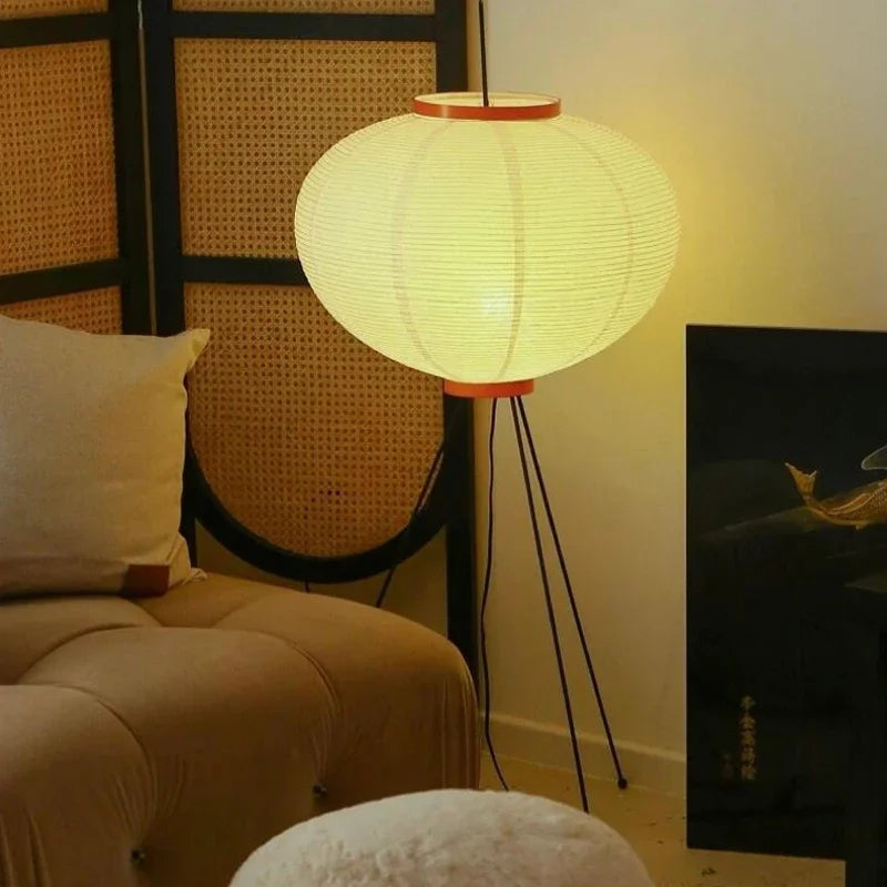 Lampadaire Limalia Akari Noguchi en papier de riz japonais - Vintage pour salon et chambre.
