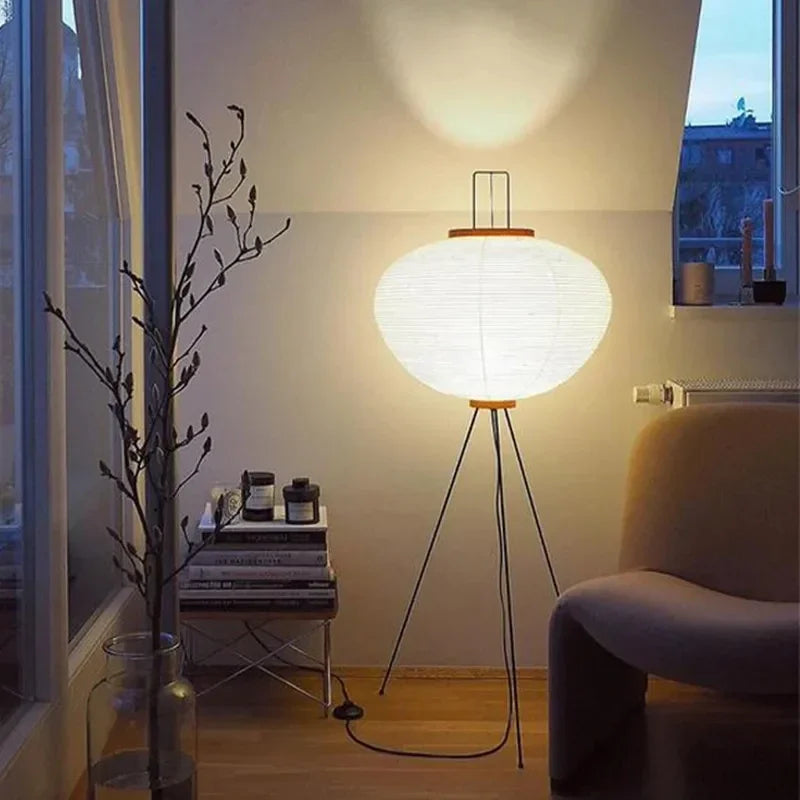 Lampadaire Limalia Akari Noguchi en papier de riz japonais - Vintage pour salon et chambre.