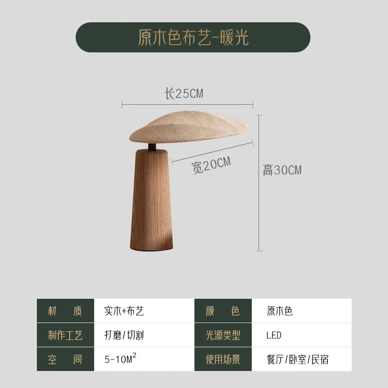 Lampe de table Limalia en bois massif avec abat-jour en verre coquillage LED, idéale pour décoration intérieure.