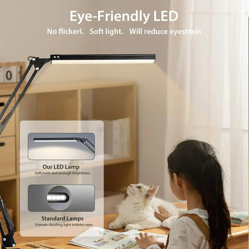 Lampe de bureau BLED ajustable à pince Limalia: design moderne, 3 modes d'éclairage pour un confort optimal.