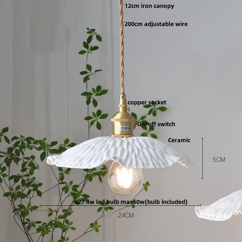 Limalia Lampe LED Suspendue en Céramique Blanche - Décoration Nordique Moderne