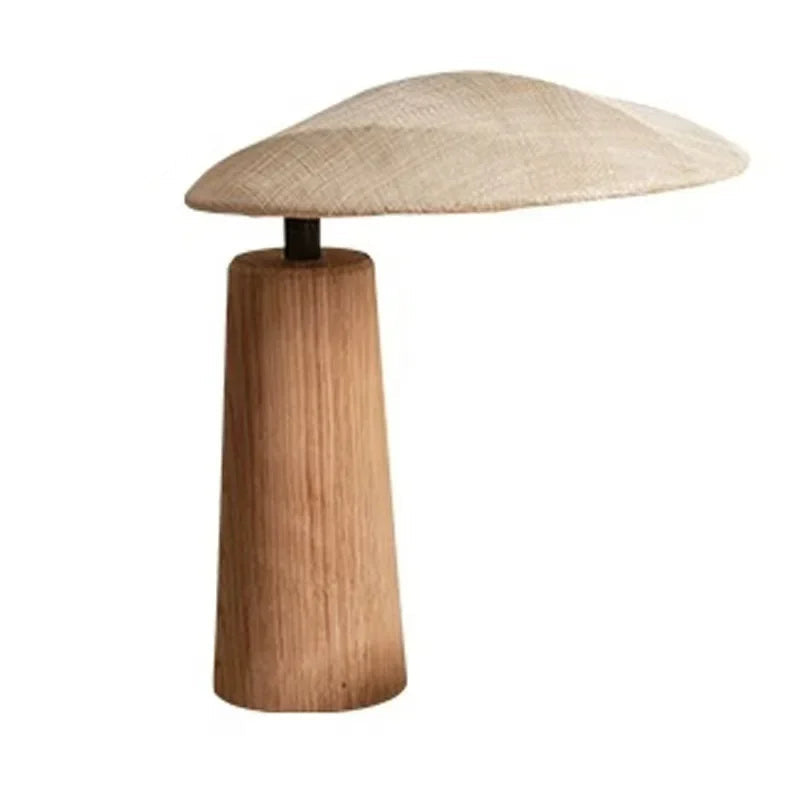Lampe de table Limalia en bois massif avec abat-jour en verre coquillage LED, idéale pour décoration intérieure.