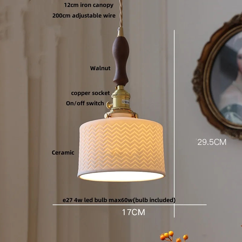 Limalia Lampe LED Suspendue en Céramique Blanche - Décoration Nordique Moderne